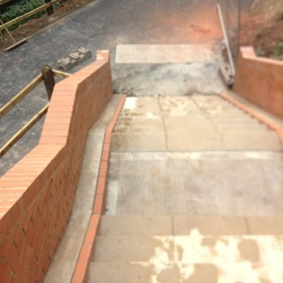 New steps and ramp on cycle path Torquay